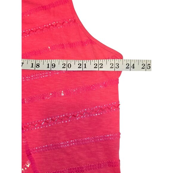 Coldwater Creek Size 2X Cotton Hot Pink Blouse with Pink Beads and Sequins Geome - Picture 4 of 5